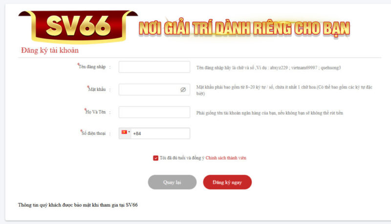 Đăng ký SV66 ra sao?